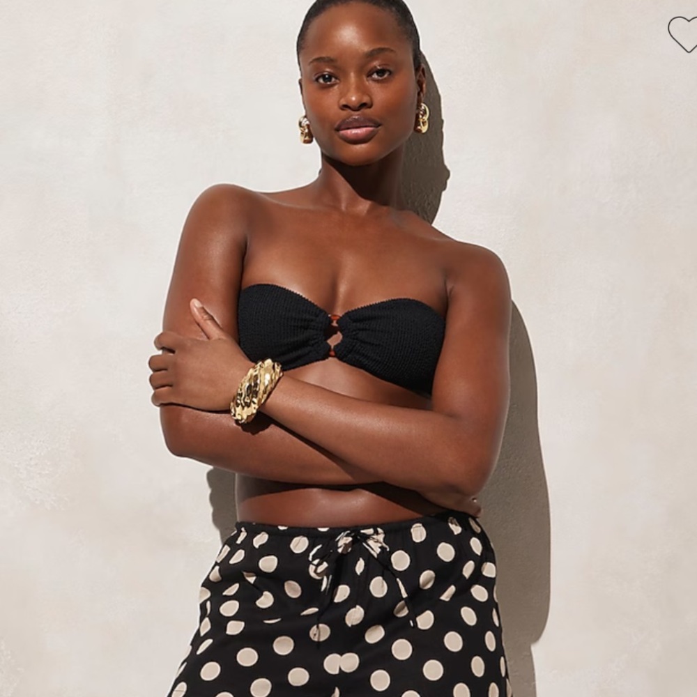 NWT J Crew Heritage textured O-ring bandeau bikini top